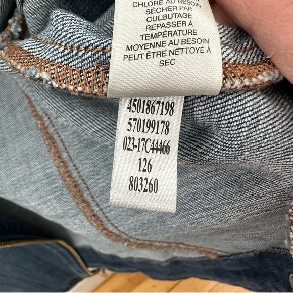 CHICO'S Modern Distressed Denim Moto Jacket, Size 2 (L), Blue - Picture 7 of 8